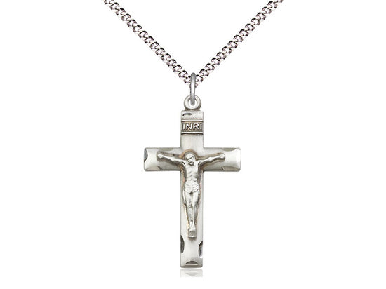 Crucifix Medal Sterling Silver or Gold Filled on 18