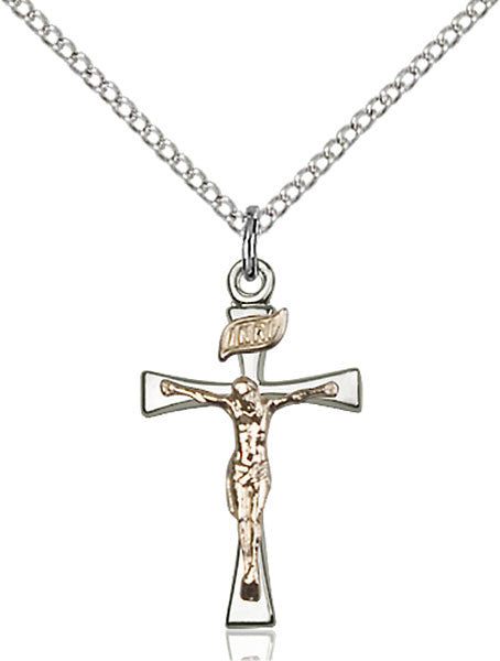 Gold Filled & Sterling 2 Tone Crucifix with 18