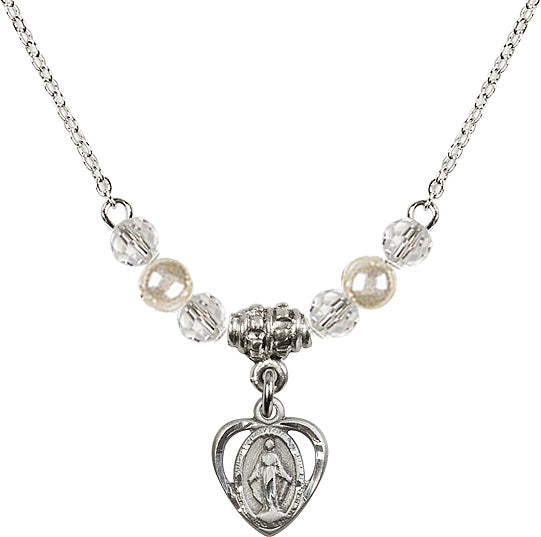 Faux Pearl/Crystal Miraculous Pendant Pewter Medal