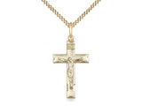 Crucifix Medal Sterling Silver or Gold Filled on 18" Chain