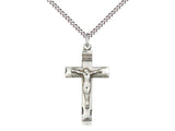 Crucifix Medal Sterling Silver or Gold Filled on 18" Chain