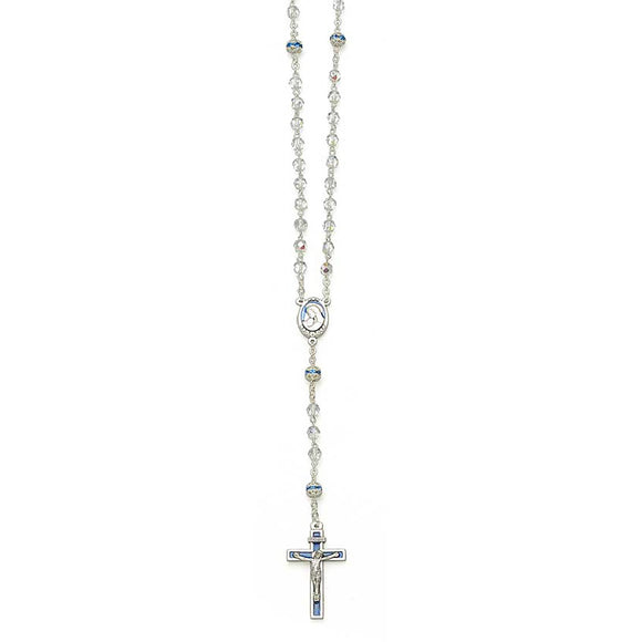 Blue Czech Crystal Multi Faceted 5mm Rosary