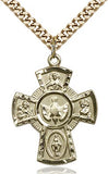 5-Way Sterling Silver or Gold Filled Cross on 24" Chain