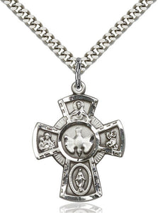 5-Way Sterling Silver Cross on 18" Chain