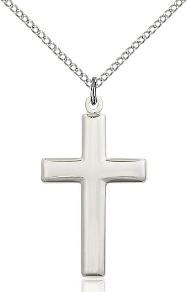 Sterling Silver Plain Medium Cross with 18