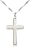 Sterling Silver Plain Medium Cross with 18" Stainless Chain 