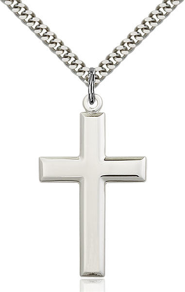 Sterling Silver Plain Cross with 24