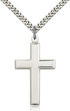 Sterling Silver Plain Cross with 24" Stainless Chain