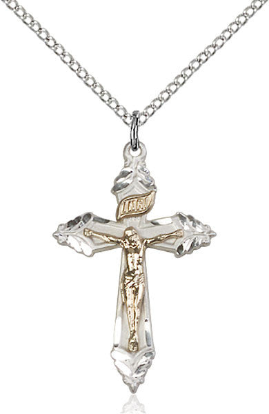 Gold Filled & Sterling Silver Crucifix with 18
