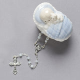 Baby Girl or Baby Boy Rosary in Porcelain Crib