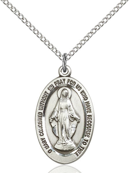 Sterling Silver Miraculous Medal with 18