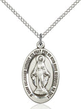 Sterling Silver Miraculous Medal with 18" Stainless Chain