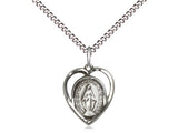 Heart Shaped Miraculous Medal on Chain