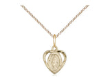 Small Sterling Heart Shaped Miraculous Medal on 18" Chain