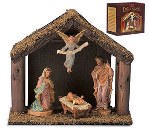 4-Pc Nativity Set with Wood Stable