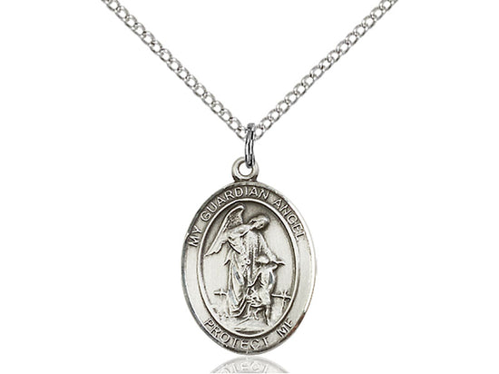 Oval Guardian Angel w/ Child Medal