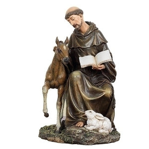 8.5"H St. Francis w/Horse Statue