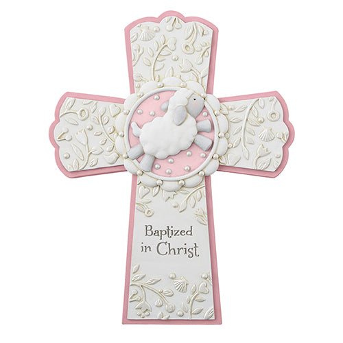 Baptized in Christ Pink Cross