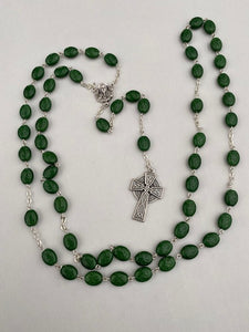 Green Shamrock Rosary with Celtic Cross