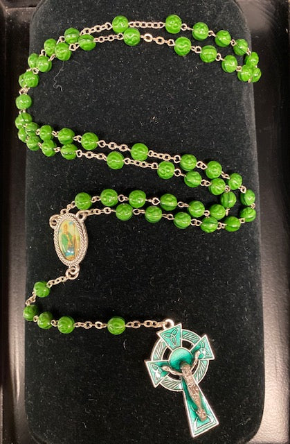 St. Patrick Rosary with Green Enamel