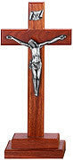 13" Walnut Standing Crucifix with Pewter Corpus