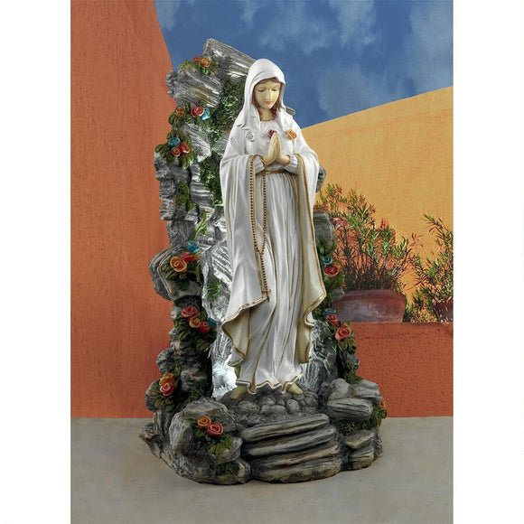 Blessed Virgin Mary Lourdes  Illuminated Garden Grotto Sculpture