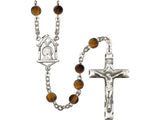 Madonna/Sacred Heart Tiger Eye Rosary