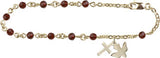 Ruby Rosary Bracelet with Cross & Dove