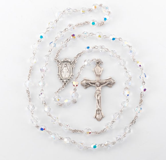 Aurora Borealis Swarovski Crystal Rosary