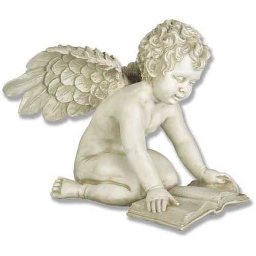 Angel with Book Antique Stone