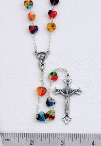 Heart Shaped Imitation Murano Glass Rosary Beads