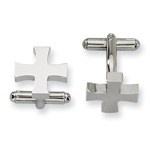 Stainless Steel Polished Cross Cufflinks