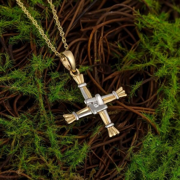 Two Tone Gold St. Brigids Cross Necklace