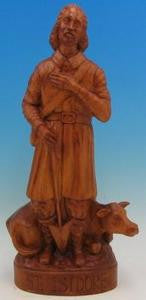 24" St. Isidore Wood Tone Statue